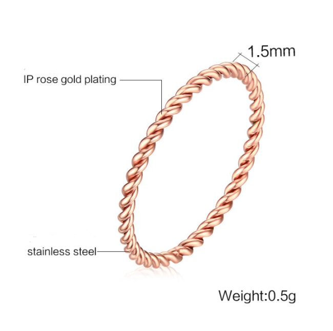 Wholesale Stainless Steel 1.5mm Twisted Rope Ring