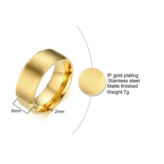 Wholesale Stainless Steel 8mm Gold Wedding Band