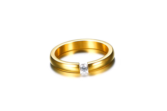 Wholesale Stainless Steel Gold IP CZ Rings