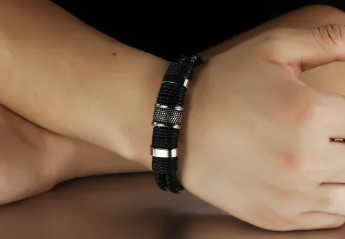 Wholesale Stainless Steel Cool Leather Bracelet
