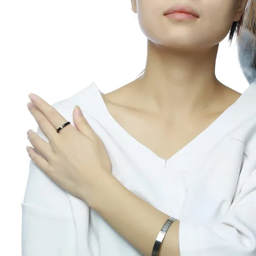 Wholesale Stainless Steel CZ Black IP Ring