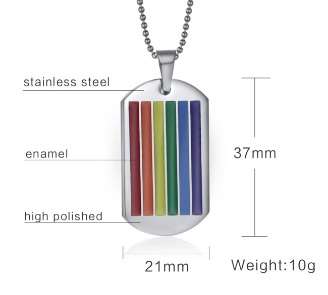 Wholesale Stainless Steel Rainbow Flag Dog tag Pendant