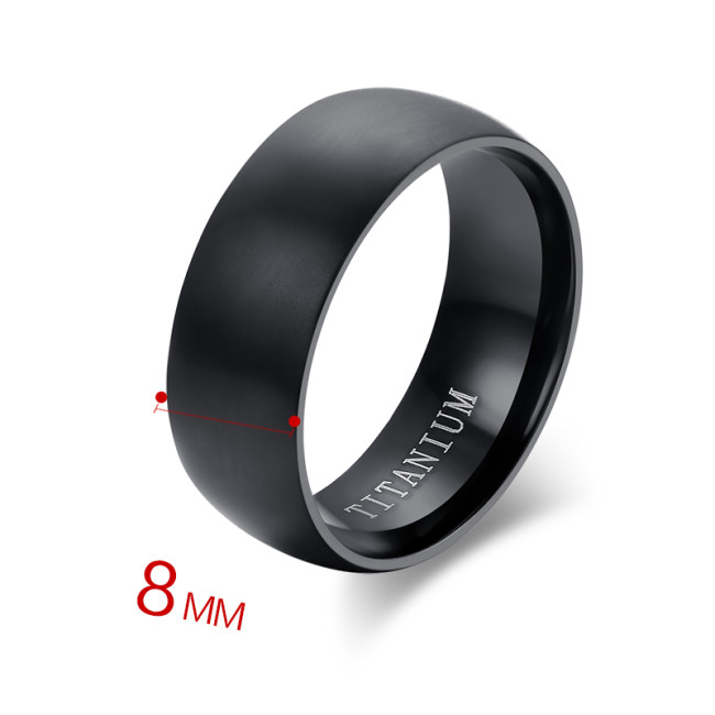 Wholesale 8mm Black IP Titanium Band Ring