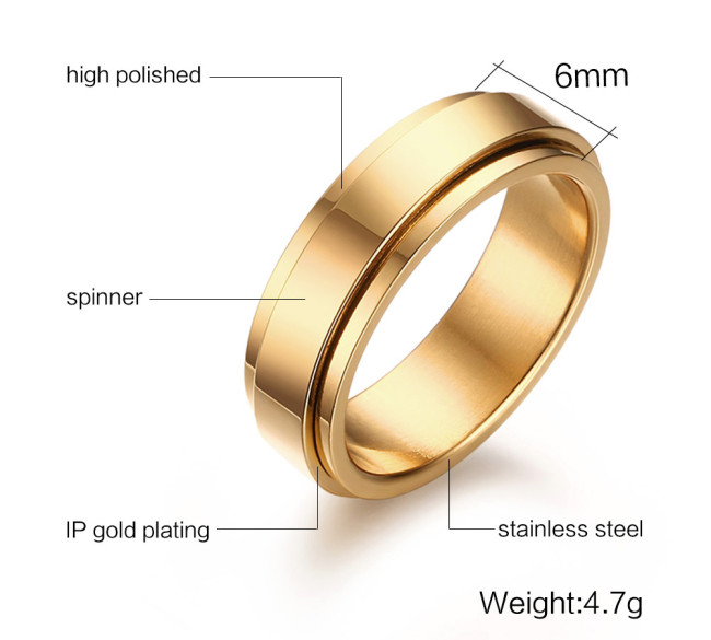 Wholesale Stainless Steel Gold Plated Spinner Ring
