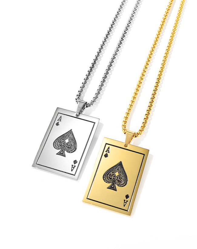 Wholesale Stainless Steel Spade A Poker Pendant Necklace