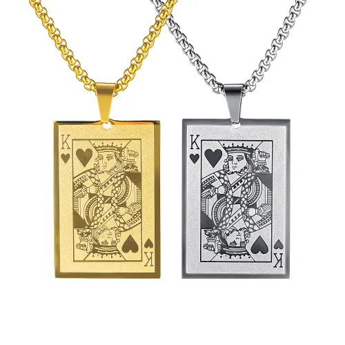 Wholesales Stainless Steel Mens Poker K Chain Necklace