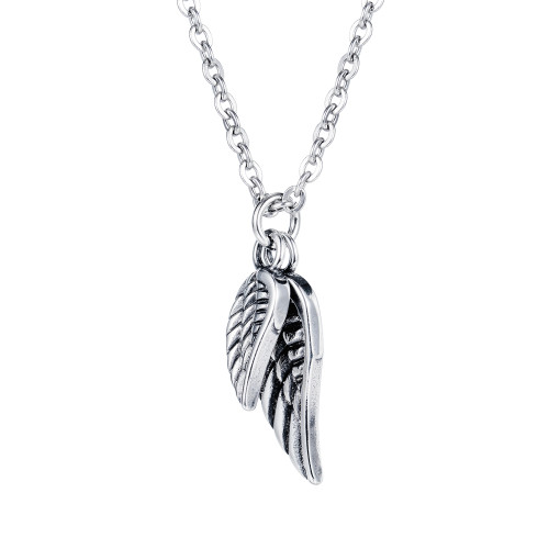 Wholesale Stainless Steel Retro Angel Wing Pendant Necklace For Men