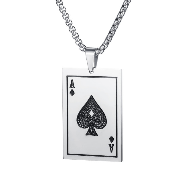 Wholesale Stainless Steel Spade A Poker Pendant Necklace