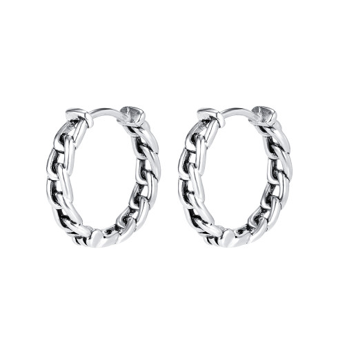 Wholesale Stainless Steel Curb Link Chain Huggie Hoop Earrings