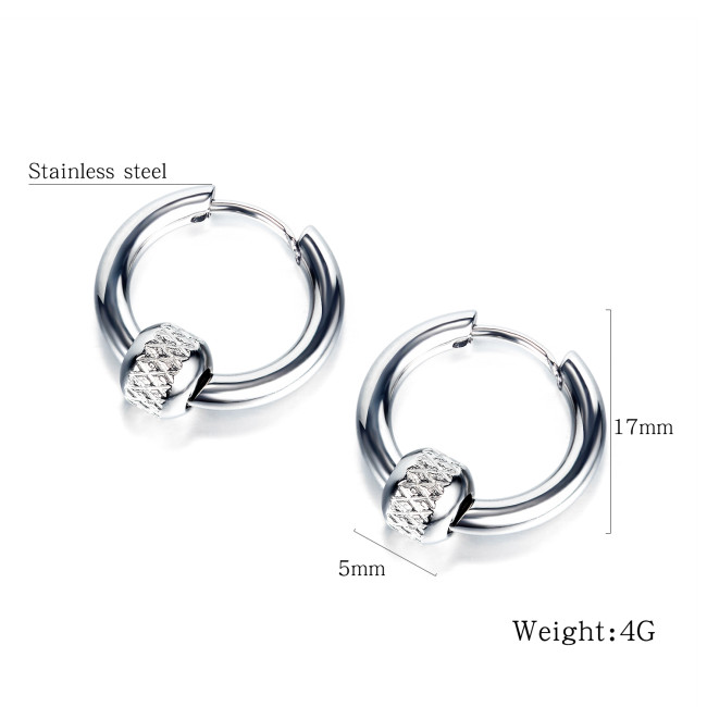 Wholesale Stainless Steel Hoop Earring with 5mm Bead
