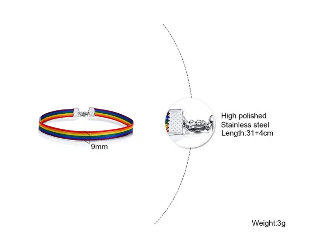Wholesale Rainbow Choker Chain Ribbon Simple Necklace