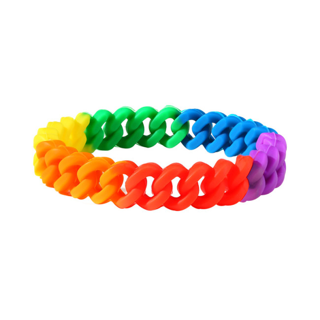 Wholesale Silicone Gay Pride Rainbow Wristbands Bracelet