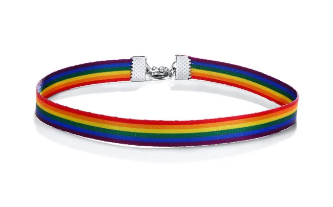 Wholesale Rainbow Choker Chain Ribbon Simple Necklace