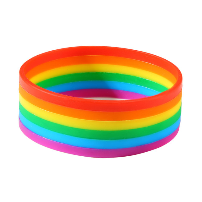 Wholesale Silicone Gay Pride Rainbow Wristbands Bracelet
