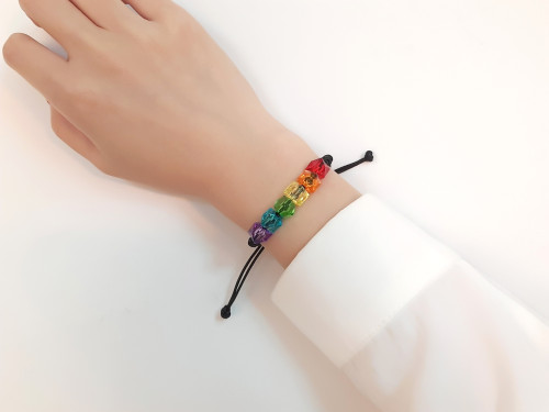 Wholesale 10mm Adjustable Rainbow Beads Bracelet