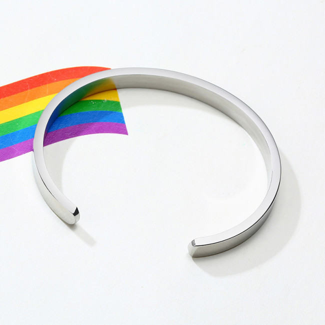 Wholesale Stainless Steel Enamel Rainbow Cuff Bracelet