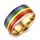 Wholesale Stainless Steel 8mm Enamel Rainbow LGBT Pride Ring
