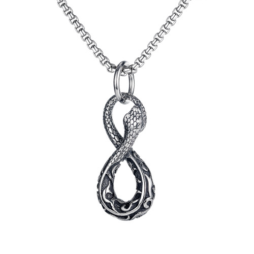 Wholesale Stainless Steel Antique Snake Pendant Necklace