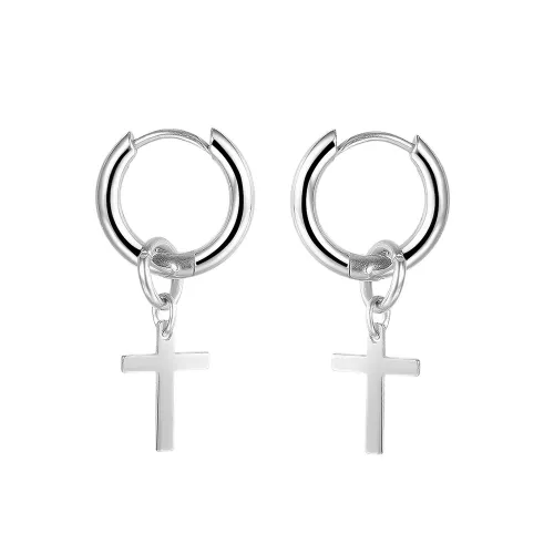 Wholesale Steel Cross Drop Hoop Earrings