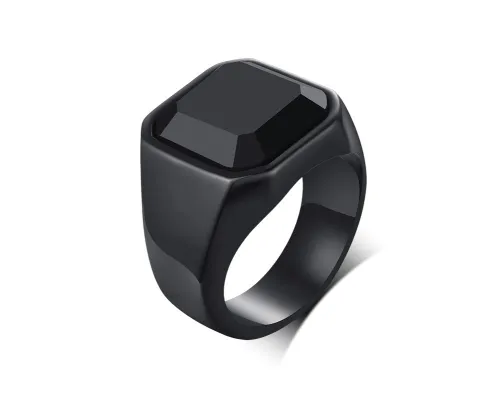 Wholesale Steel Black Agate Stones Band Ring