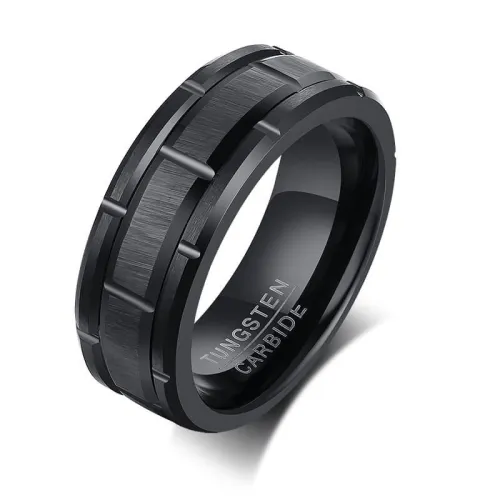 Wholesale Wheel Groove Brushed Surface Tungsten Band