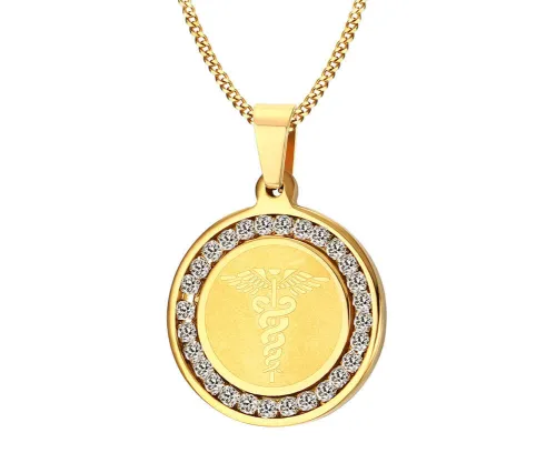 Wholesale Steel Medical Alert Dog Tag With CZ Stones