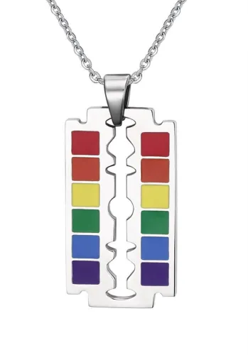 Wholesale Stainless Steel Rainbow Razor Blade Pendant