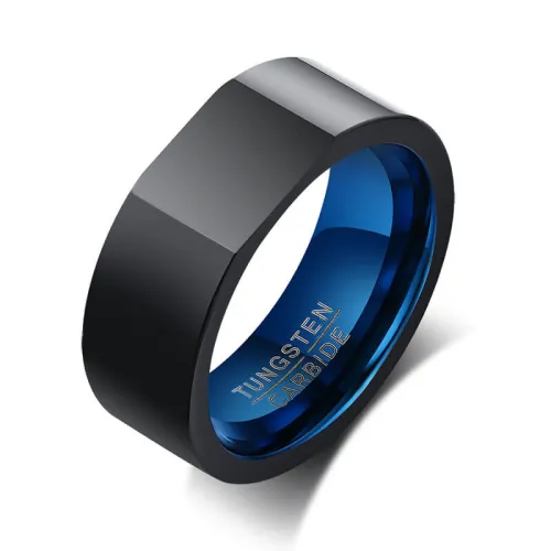 Wholesale Tungsten Carbide Black Blue Signet Ring