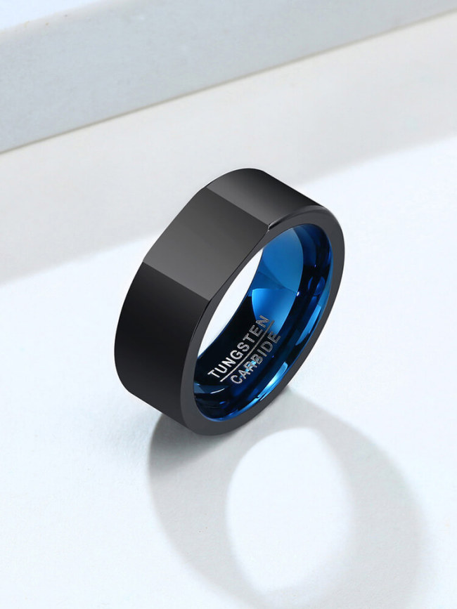 Wholesale Tungsten Carbide Black Blue Signet Ring