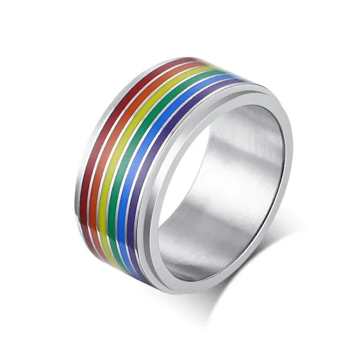 Wholesale Stainless Steel Rainbow Spinner Ring