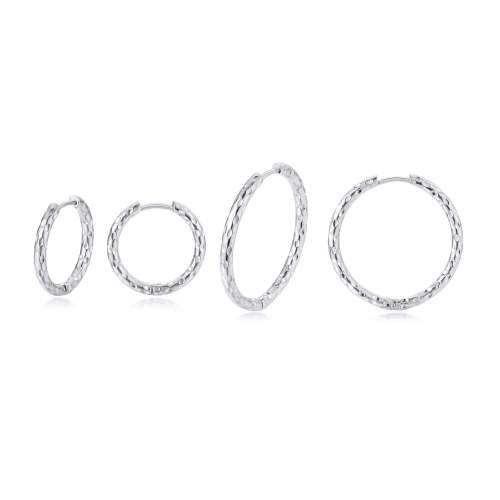 Wholesale Steel Hoop Earrings With Hammered Texture