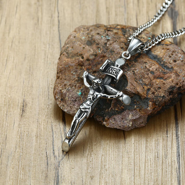 Wholesale Stainless Vintage INRI Jesus Cross Necklace