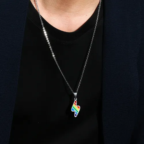 Wholesale Stainless Rainbow Lightning Necklace