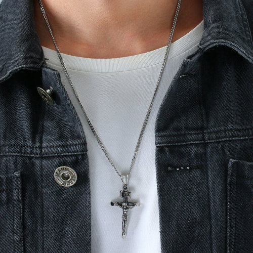 Wholesale Stainless Vintage INRI Jesus Cross Necklace
