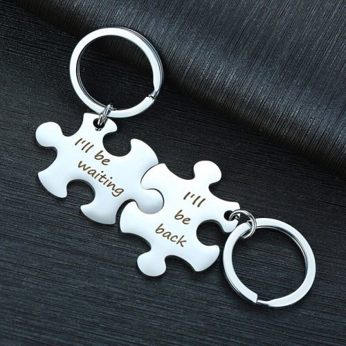 Wholesale Steel Personalized Puzzle Couple keychain