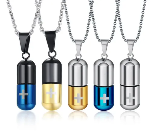 Wholesale Stainless Pill Capsule Cremation Pendant