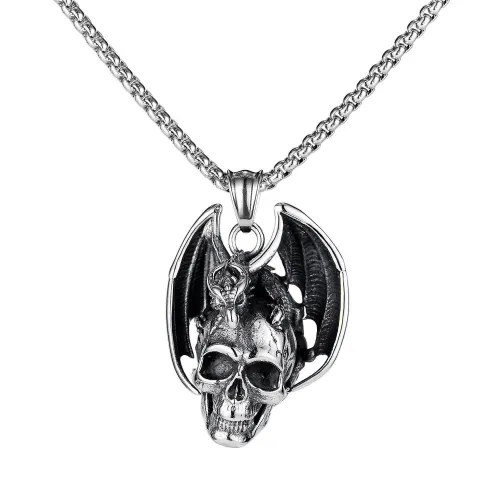 Wholesale Stainless Men's Punk Retro Skull Pendant