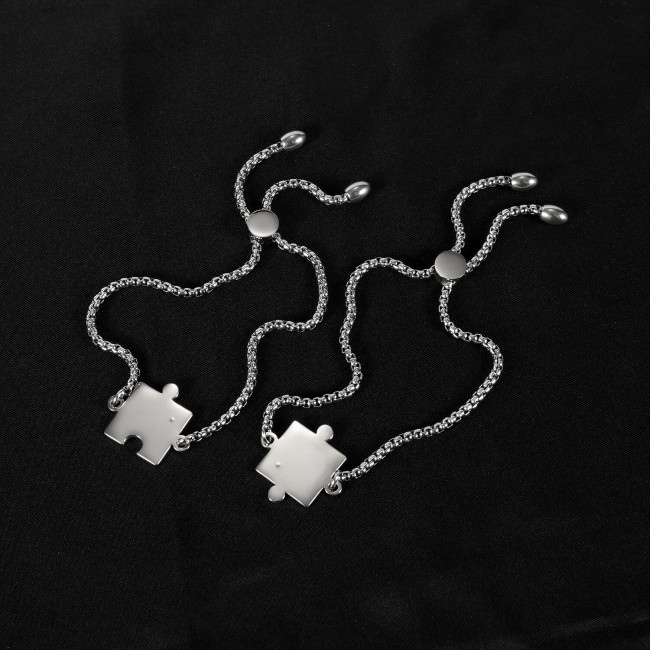 Wholesale Steel Personalized Puzzle Couple Bracelets