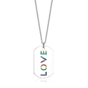 Wholesale Stainless Rainbow Love Double Layer Dog Tag