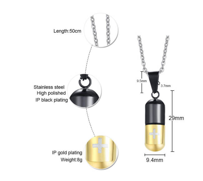 Wholesale Stainless Pill Capsule Cremation Pendant