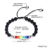 Wholesale Steel Curved Rectangula Pride Beads Bracelet