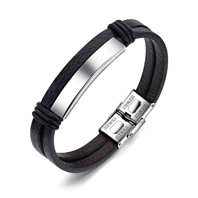 Wholesale Personalised Engraved Leather Bracelets for Men