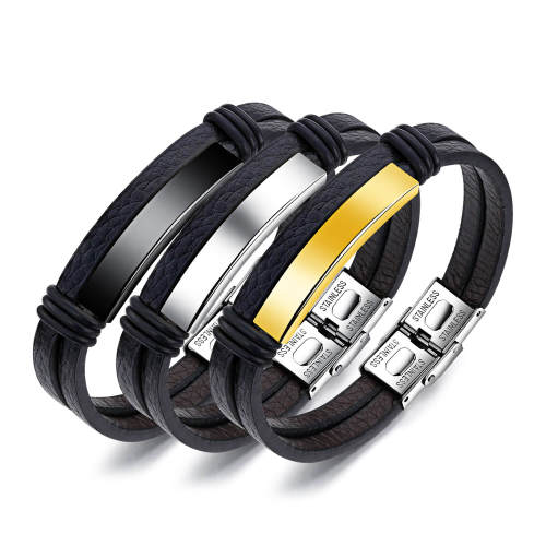 Wholesale Personalised Engraved Leather Bracelets for Men