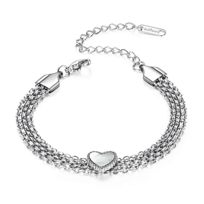 Wholesale Stainless Steel Multi-layer Heart Bracelet