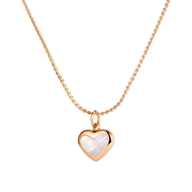 Wholesale Stainless Shell Heart Pendant Necklace