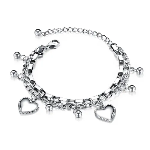Wholesale Stainless Steel Heart Multi-layer Bracelet
