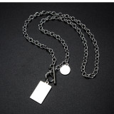 Wholesale Stainless Steel Engraved Dog Tag T Bar Necklace