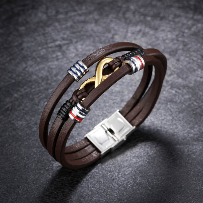 Wholesale Men's Infinity Love Multilayer Leather Bracelet