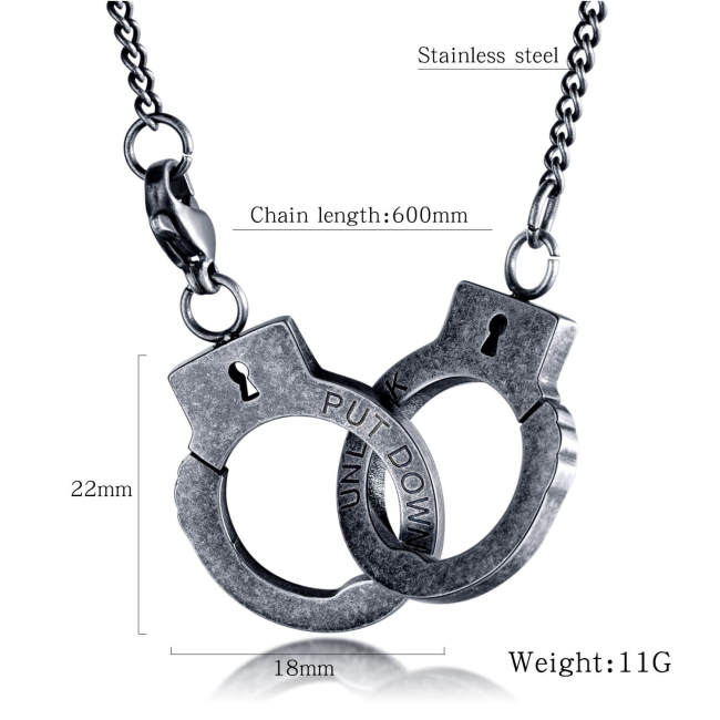 Wholesale Stainless Steel Retro Handcuff Necklace