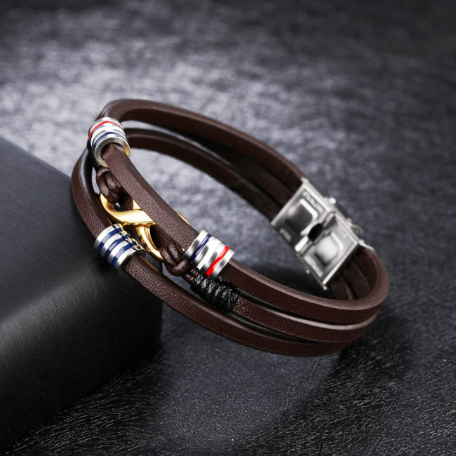Wholesale Men's Infinity Love Multilayer Leather Bracelet